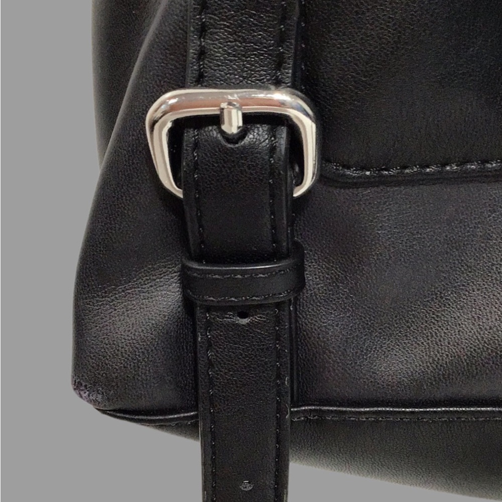 DKNY Tilly Graffiti Fold-Over Backpack, Faux Leather, Graffiti Logo Print, Black - Picture 11 of 12